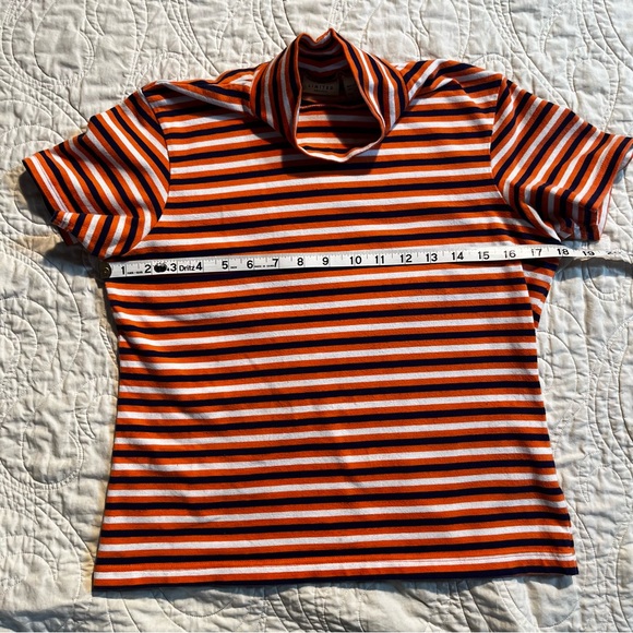 The Limited vintage navy/orange/white striped mock neck baby tee - Picture 3 of 4